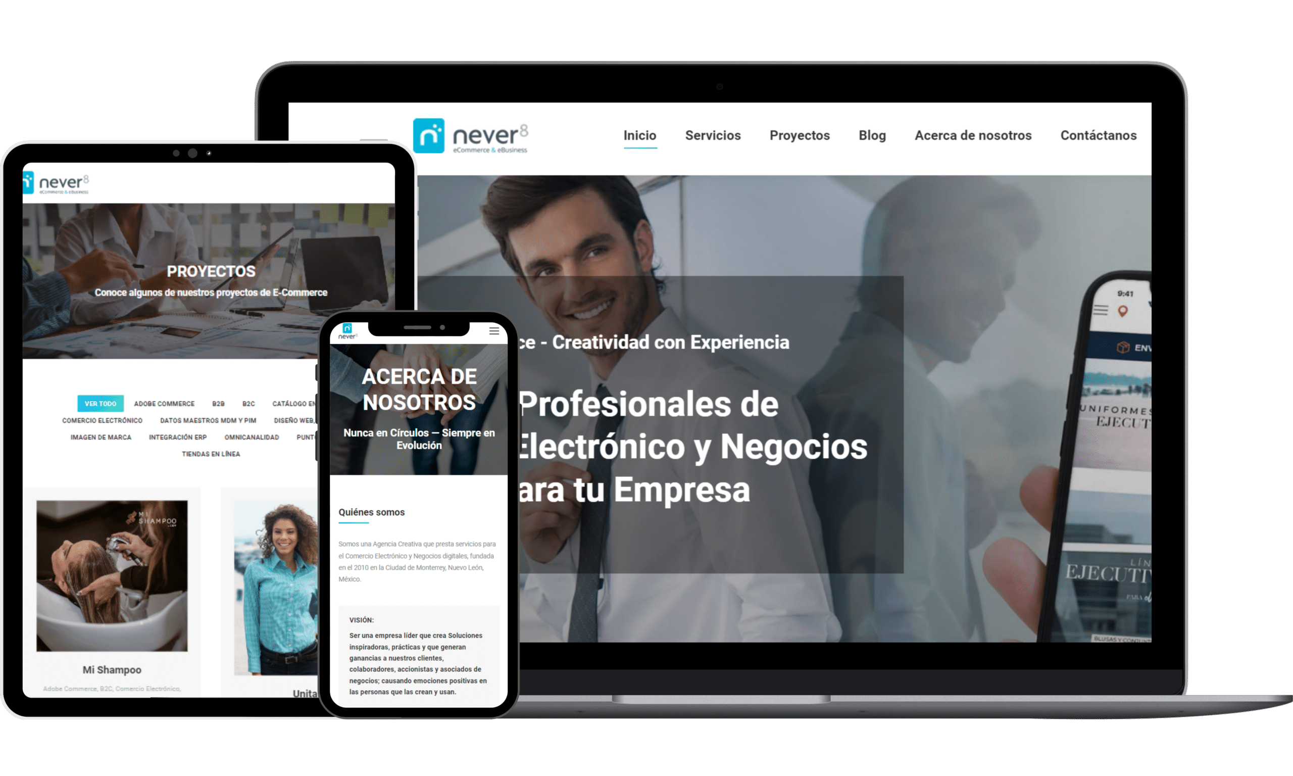 En NEVER8, somos expertos en ecommerce. Creamos y optimizamos tiendas en línea con Adobe Commerce y Magento open source, asegurando el éxito de tu negocio digital. Confía en nuestra agencia para llevar tu tienda online al siguiente nivel.